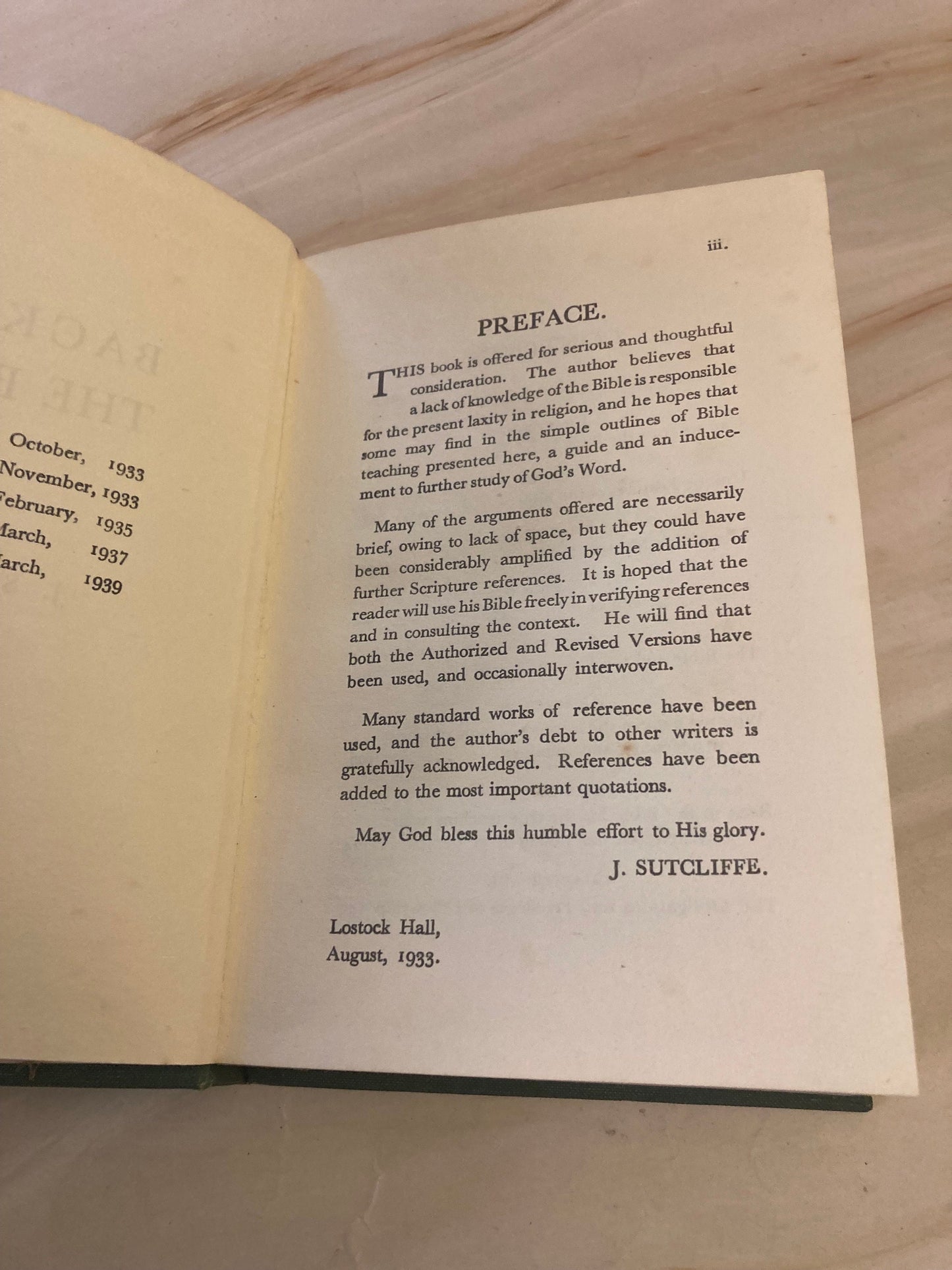 1939 Back to the Bible book by J. Sutcliffe - Christian book - Red x312