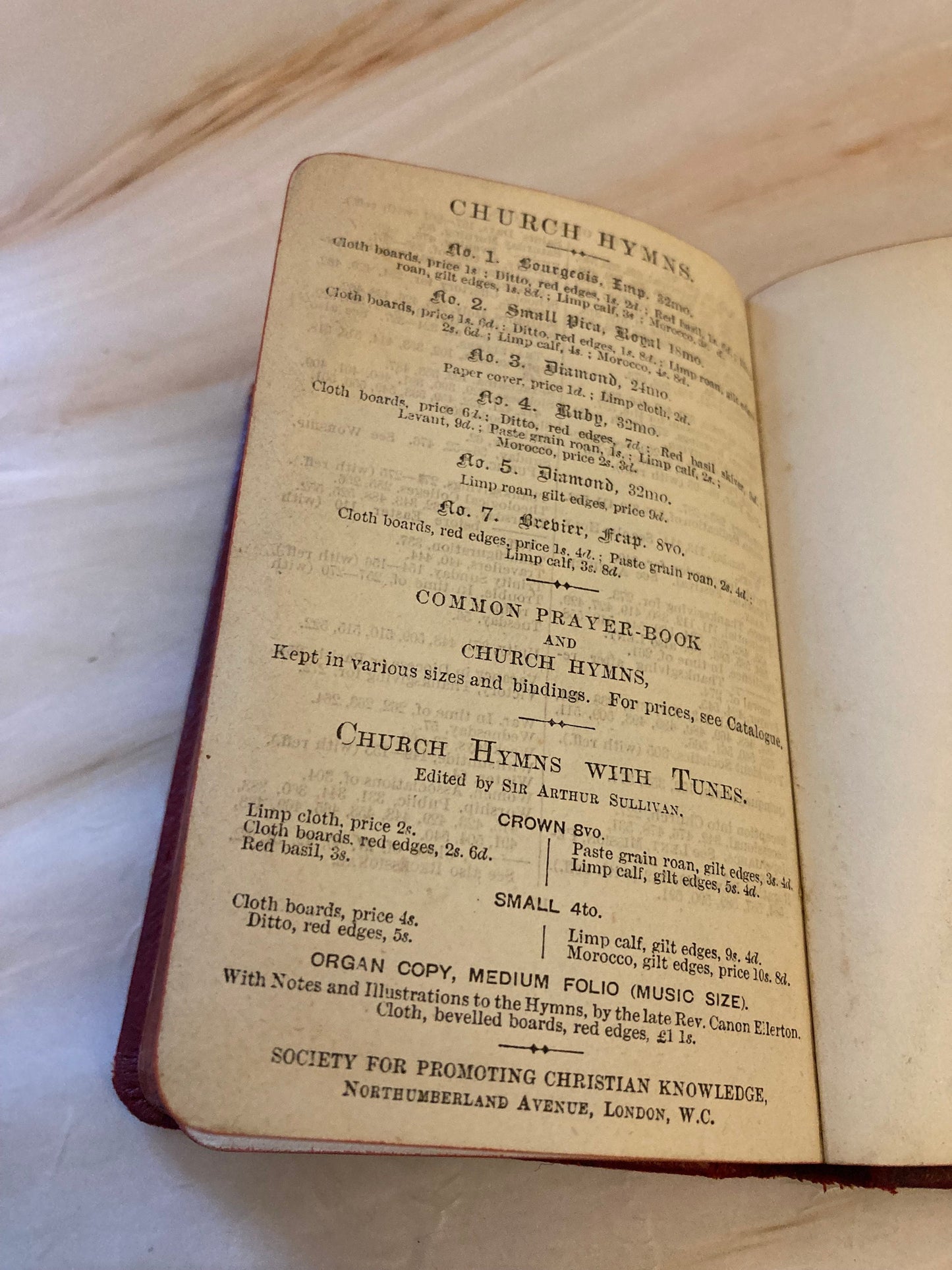 Red Vintage Mini Common Prayer Church Hymns book - Ref x286