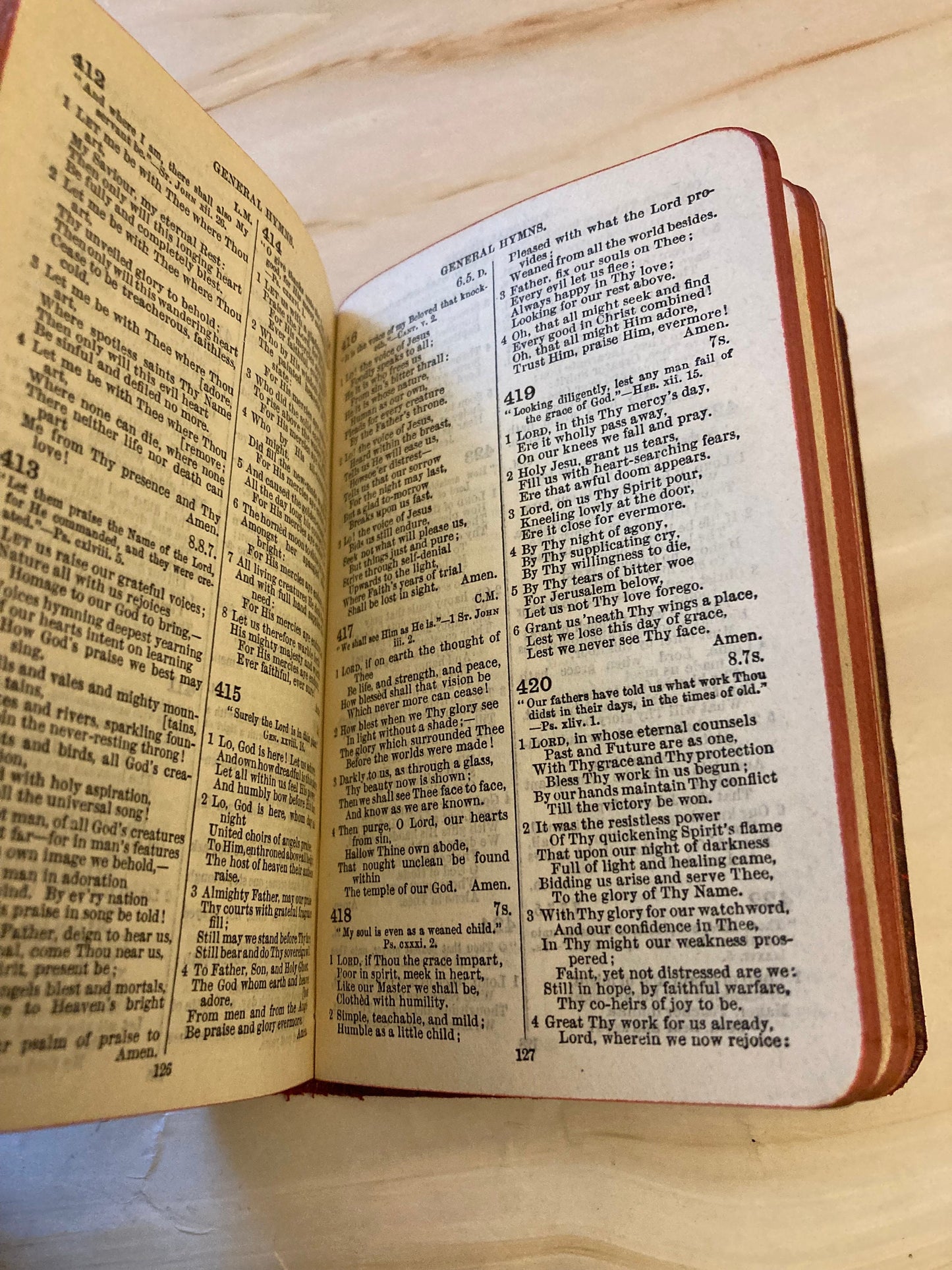 Red Vintage Mini Common Prayer Church Hymns book - Ref x286