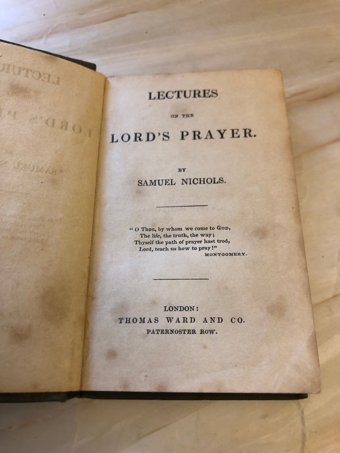 Lectures on the Lords Prayer book by Samuel Nicholas - Vintage Christian book - (Ref x367)