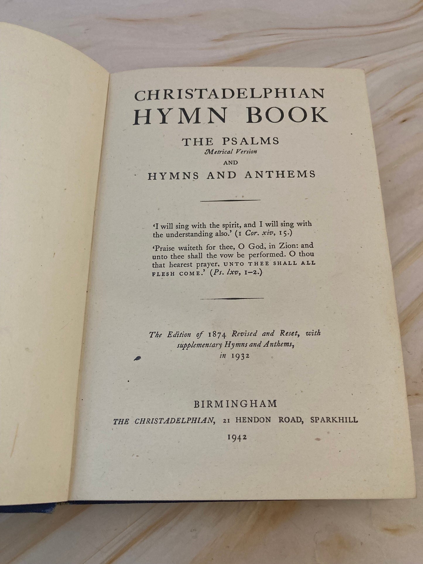1942 Christadelphian Hymn Book psalms - (Ref x322)