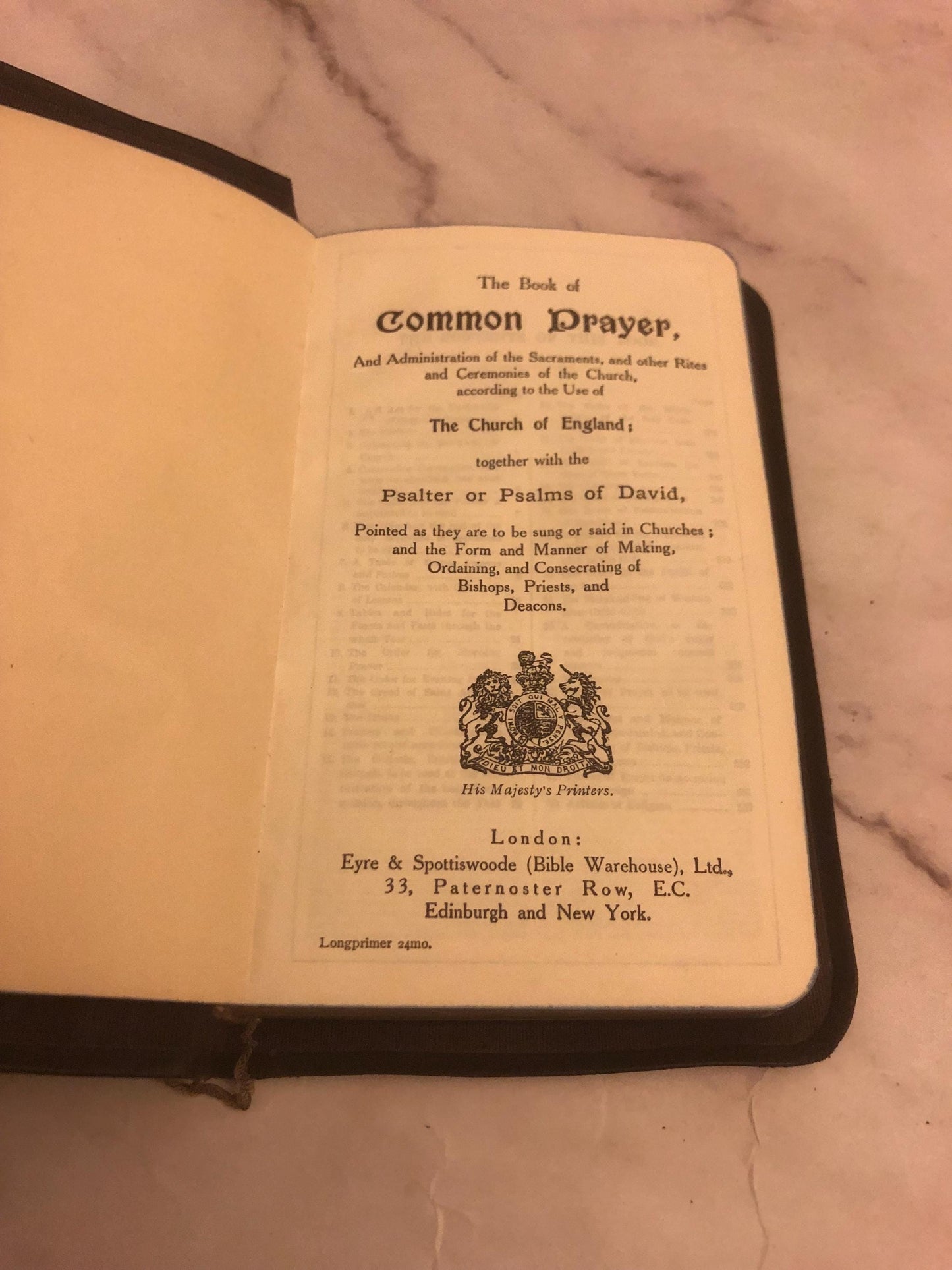 1920 Common Prayer & Hymns book - (Ref x453)