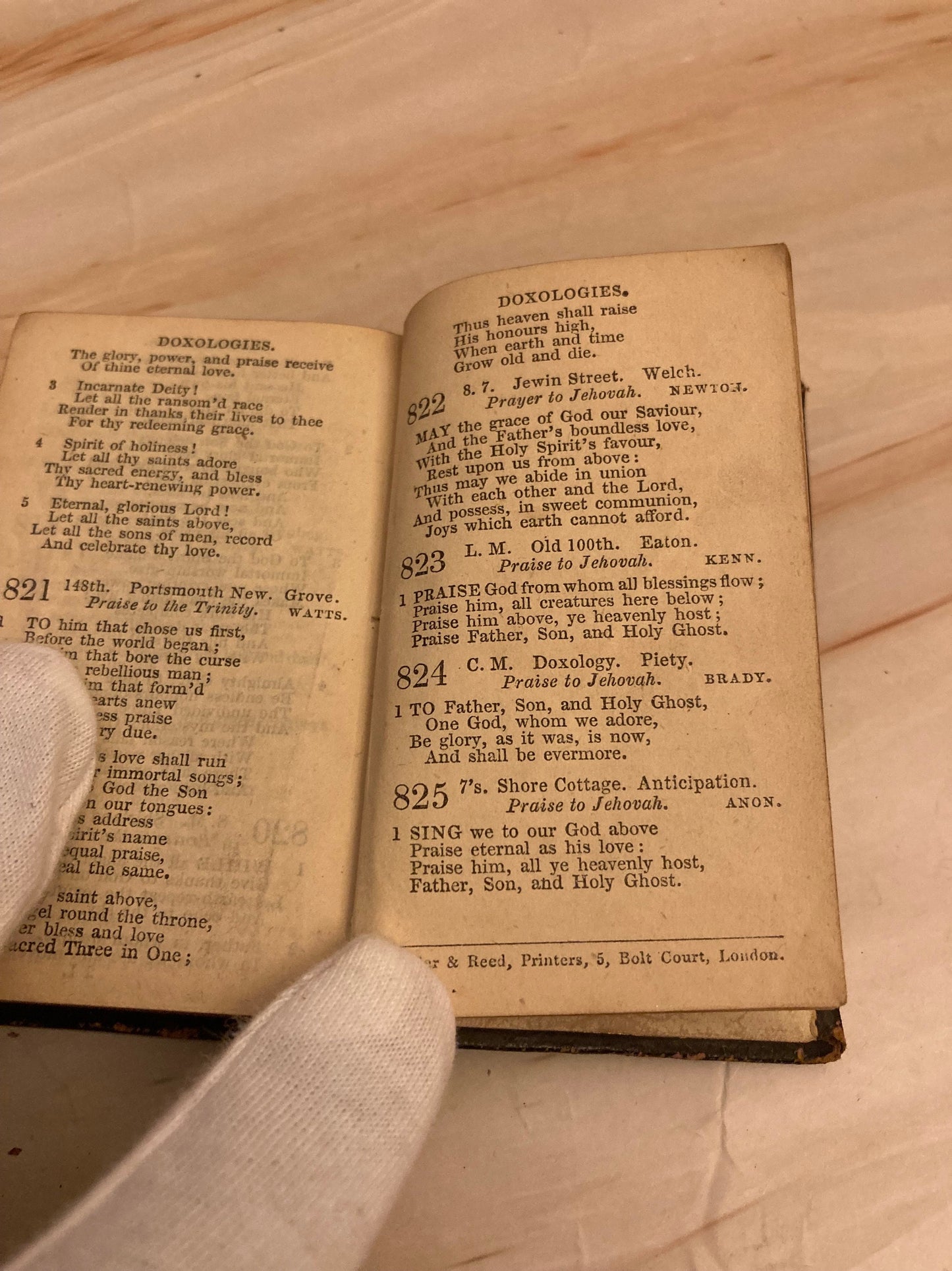 1800s Antique Mini Hymn Book – Leather Pocket Christian Hymnal - Ref x305