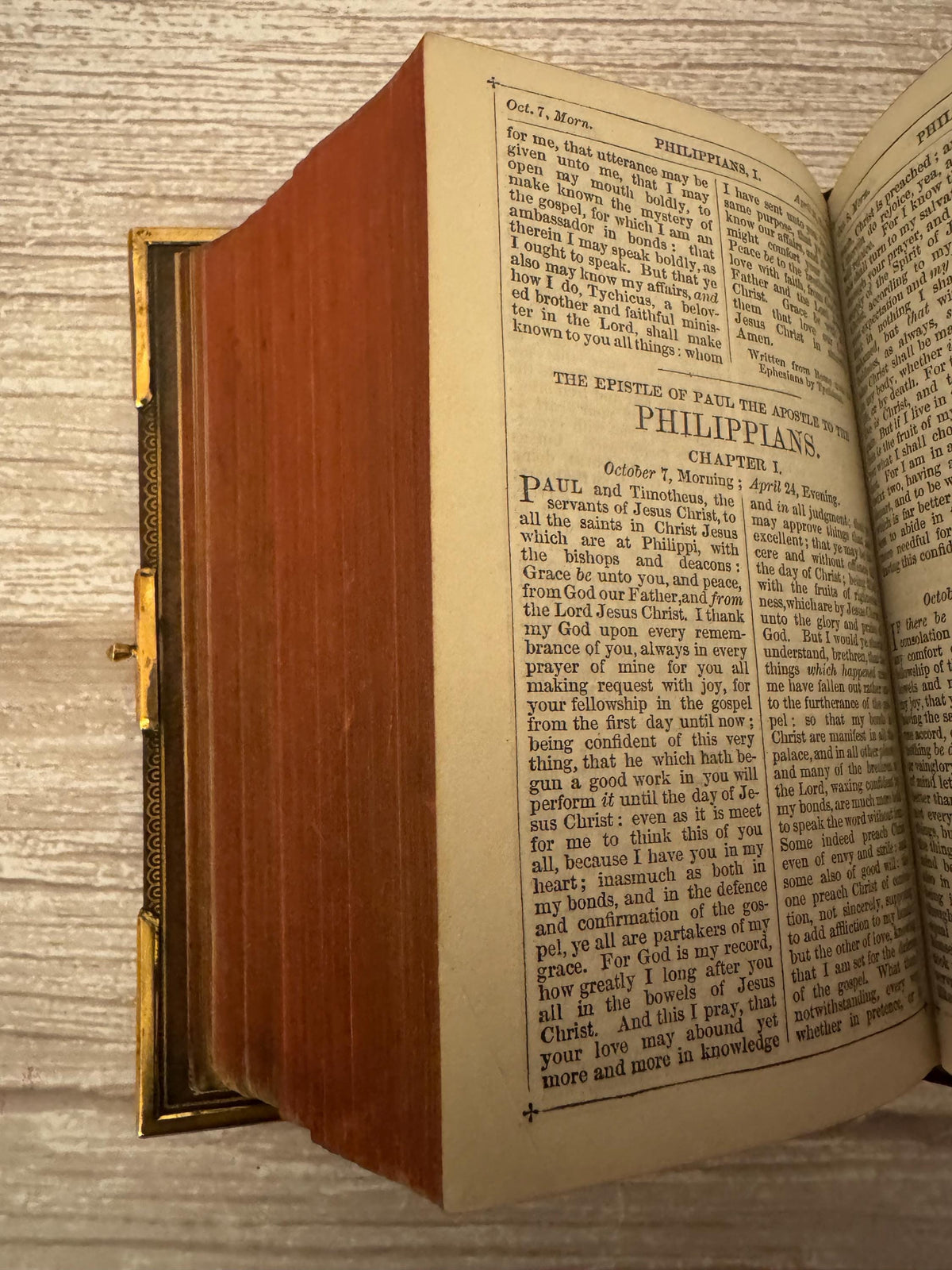 Antique New Testament Bible & Book of Common Prayer Brass Clasp Leather Binding - Ref x761