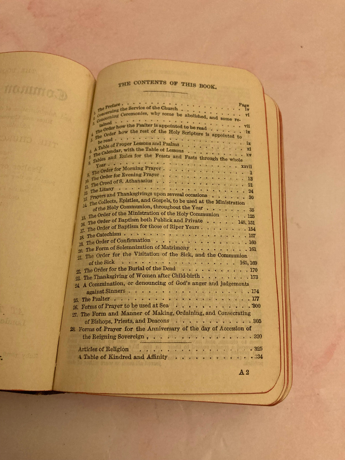 Antique Church Hymn Book – Book of Common Prayer & Hymns – Anglican Prayer Book - (Ref x192)
