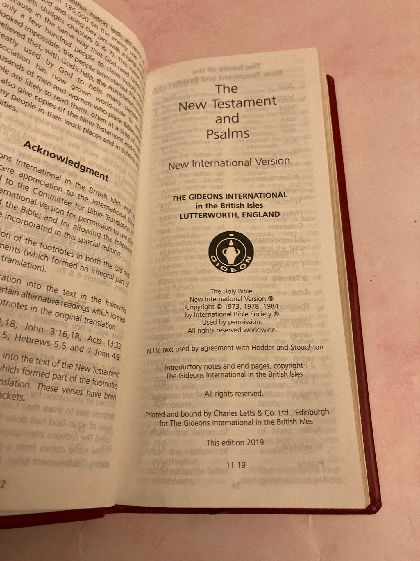 2017 New Testament & Psalms NIV Gideon Bible - Red Long Pocket Bible - (Ref x201)