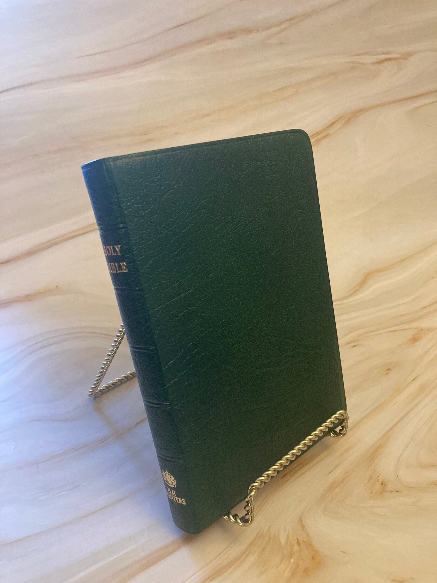 Green Leather Holy Bible 1991 - Royal Brevier Text Bible Eyre & Spottiswoode - (Ref X5)