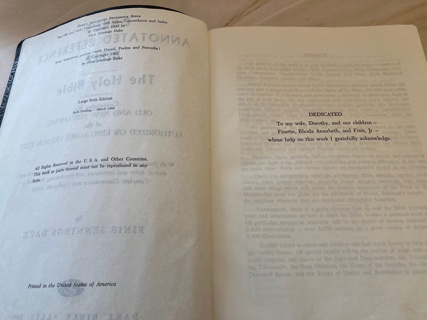 KJV Dake Concordance Bible Annotated Reference Bible King James Version 1988 (Ref X9)