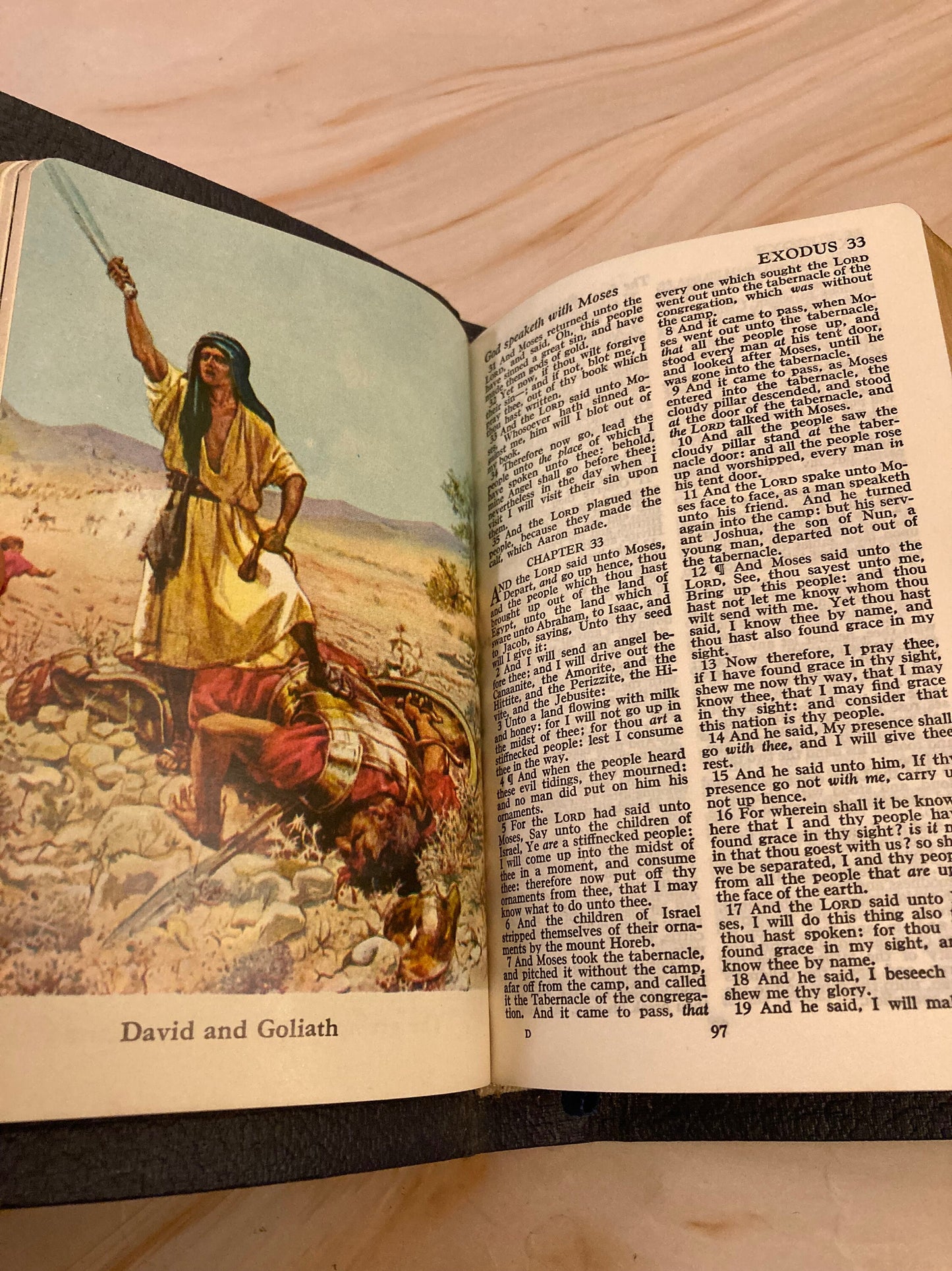 Small Blue Leather Vintage Bible - (Ref x189)