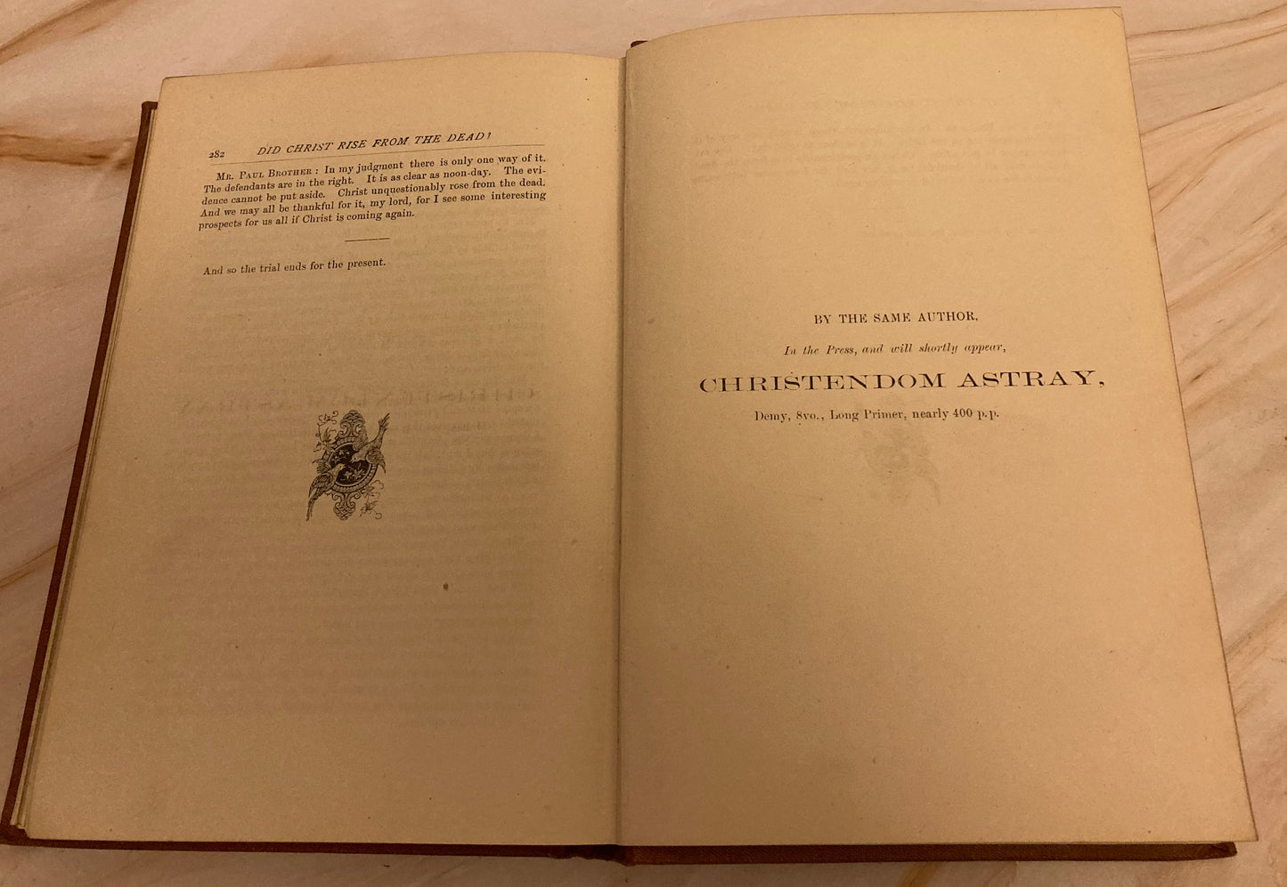 1882 The Trial - Did Christ Rise? Book - Vintage Christianity Book - (Ref x268)