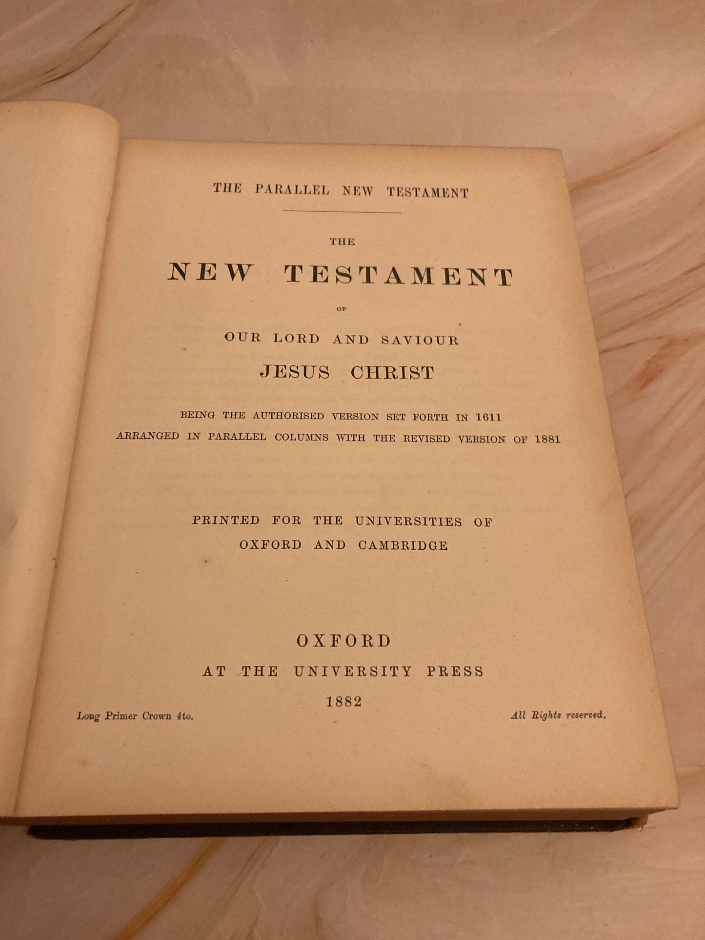 1882 Large Parallel New Testament Bible - (Ref x238)
