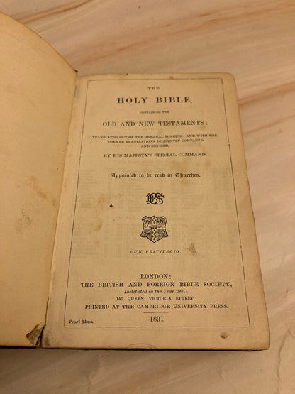 1891 Small Vintage Holy Bible - Ref x303