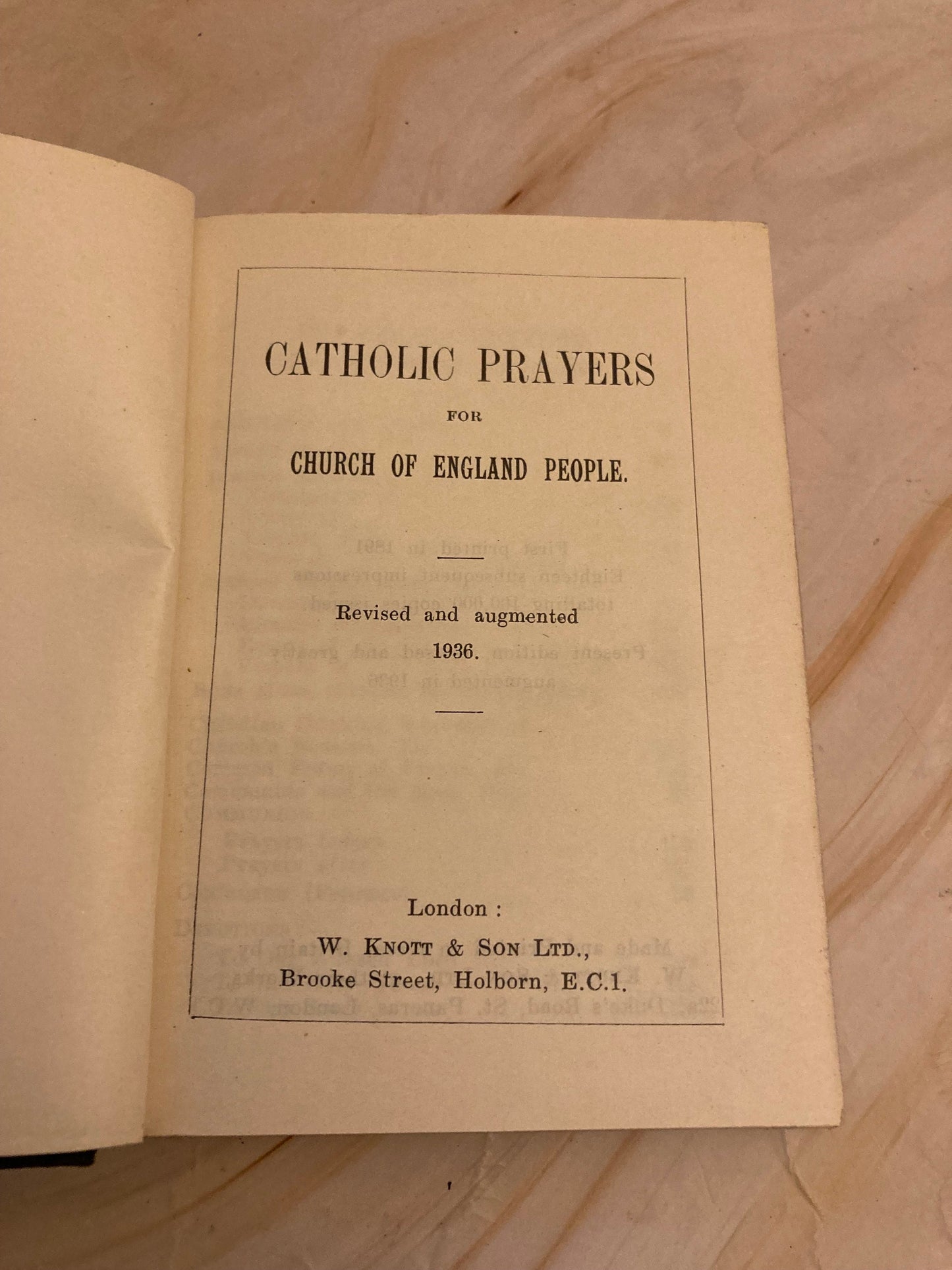 1936 Catholic Prayers book - (Ref x358)