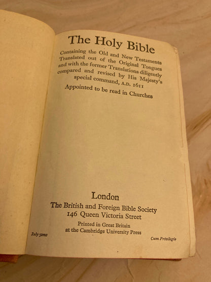 1937 Holy Bible Red Hardcover - (Ref x353)