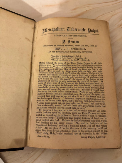 1862 C H Spurgeon Sermons Volume 3 Antique Metropolitan Tabernacle Pulpit Book - Ref X702