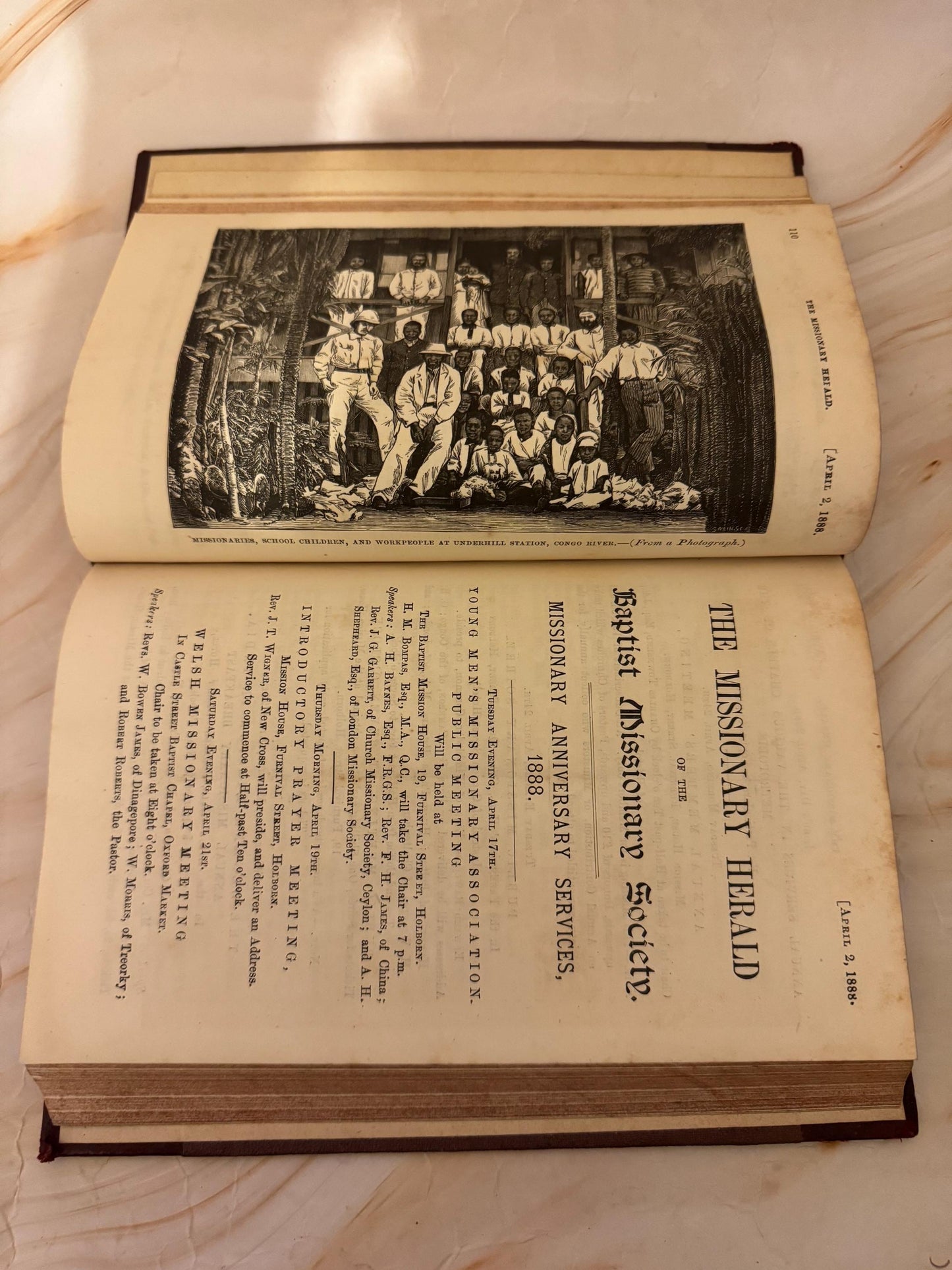 1888 Missionary Herald Baptist Missionary Society Antique Christian Book - Ref X701