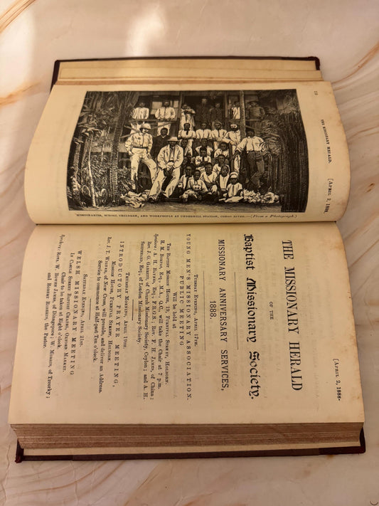 1888 Missionary Herald Baptist Missionary Society Antique Christian Book - Ref X701