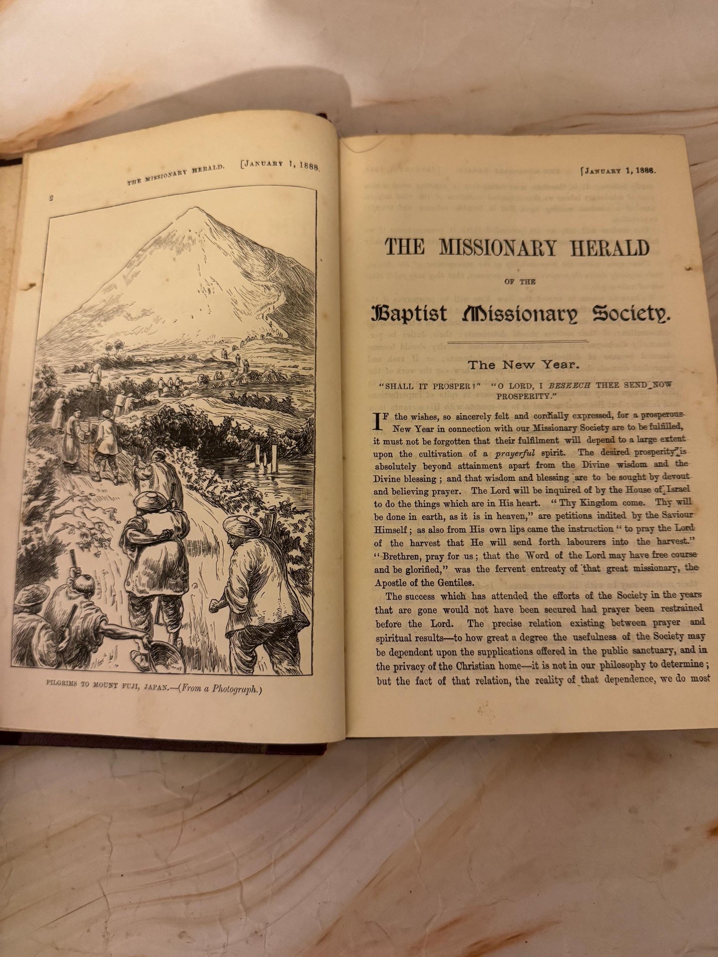 1888 Missionary Herald Baptist Missionary Society Antique Christian Book - Ref X701