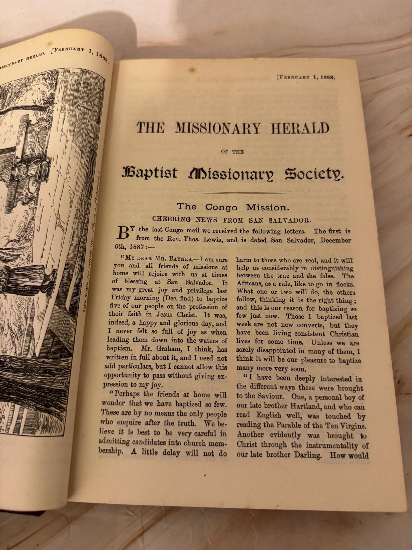 1888 Missionary Herald Baptist Missionary Society Antique Christian Book - Ref X701