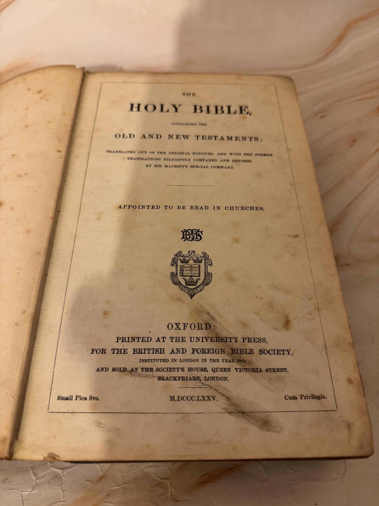 1885 Antique Holy Bible Oxford University Press British and Foreign Bible Society - Ref X700