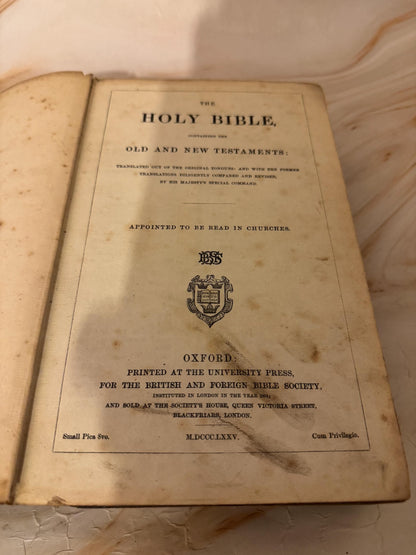 1885 Antique Holy Bible Oxford University Press British and Foreign Bible Society - Ref X700