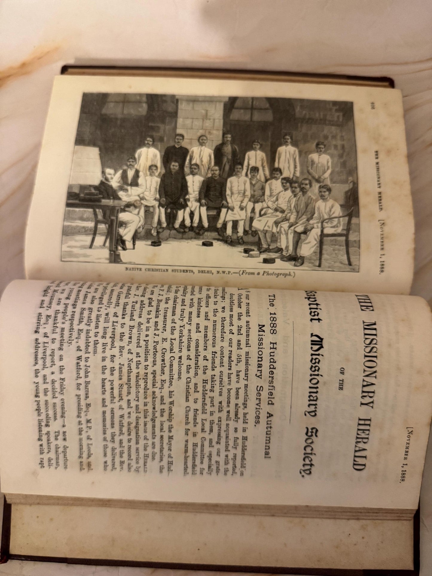 1888 Missionary Herald Baptist Missionary Society Antique Christian Book - Ref X701