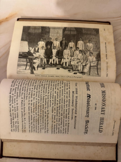 1888 Missionary Herald Baptist Missionary Society Antique Christian Book - Ref X701
