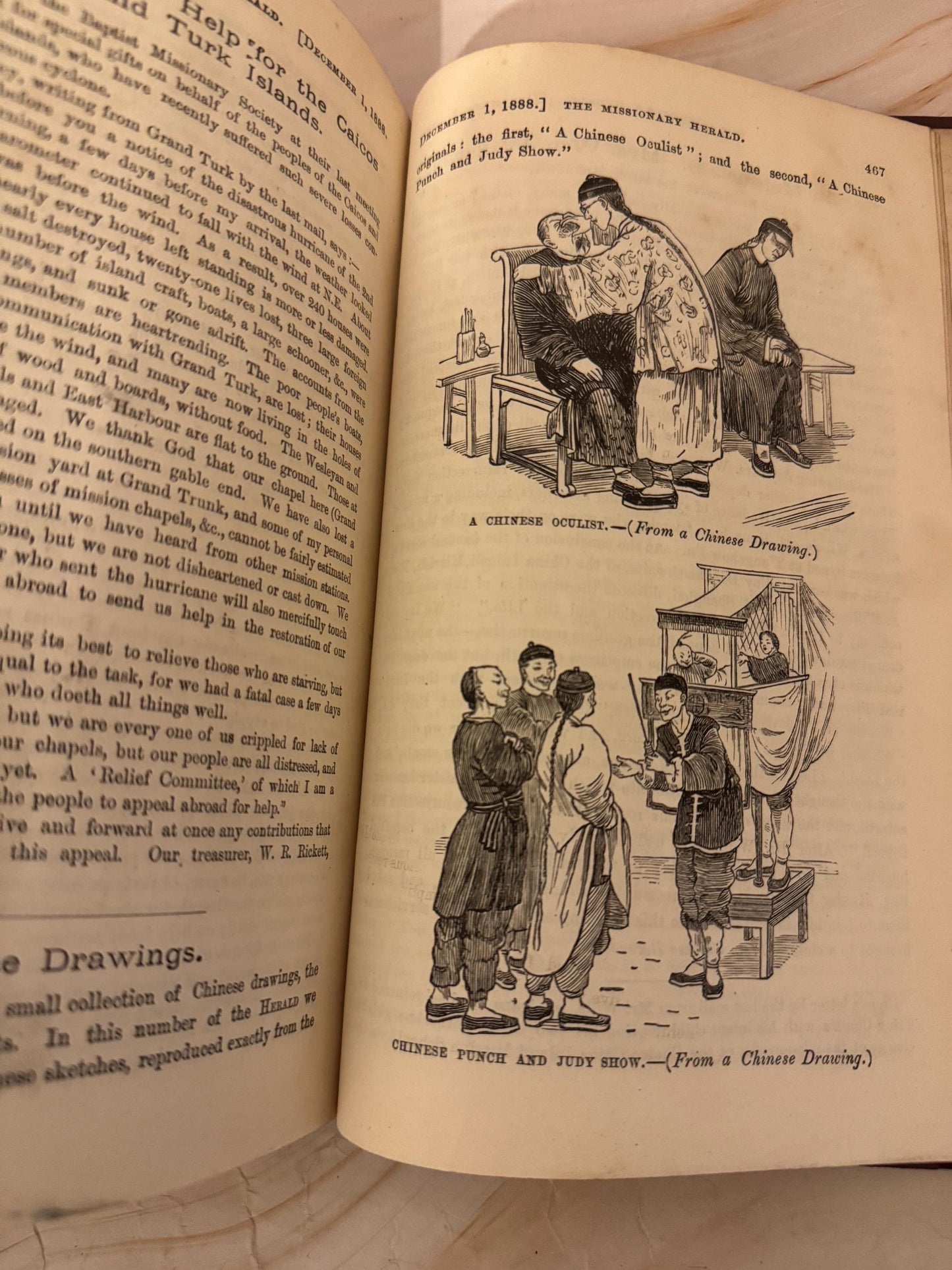 1888 Missionary Herald Baptist Missionary Society Antique Christian Book - Ref X701