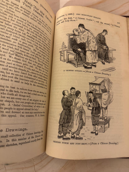 1888 Missionary Herald Baptist Missionary Society Antique Christian Book - Ref X701