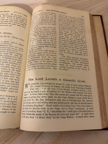 1888 Missionary Herald Baptist Missionary Society Antique Christian Book - Ref X701