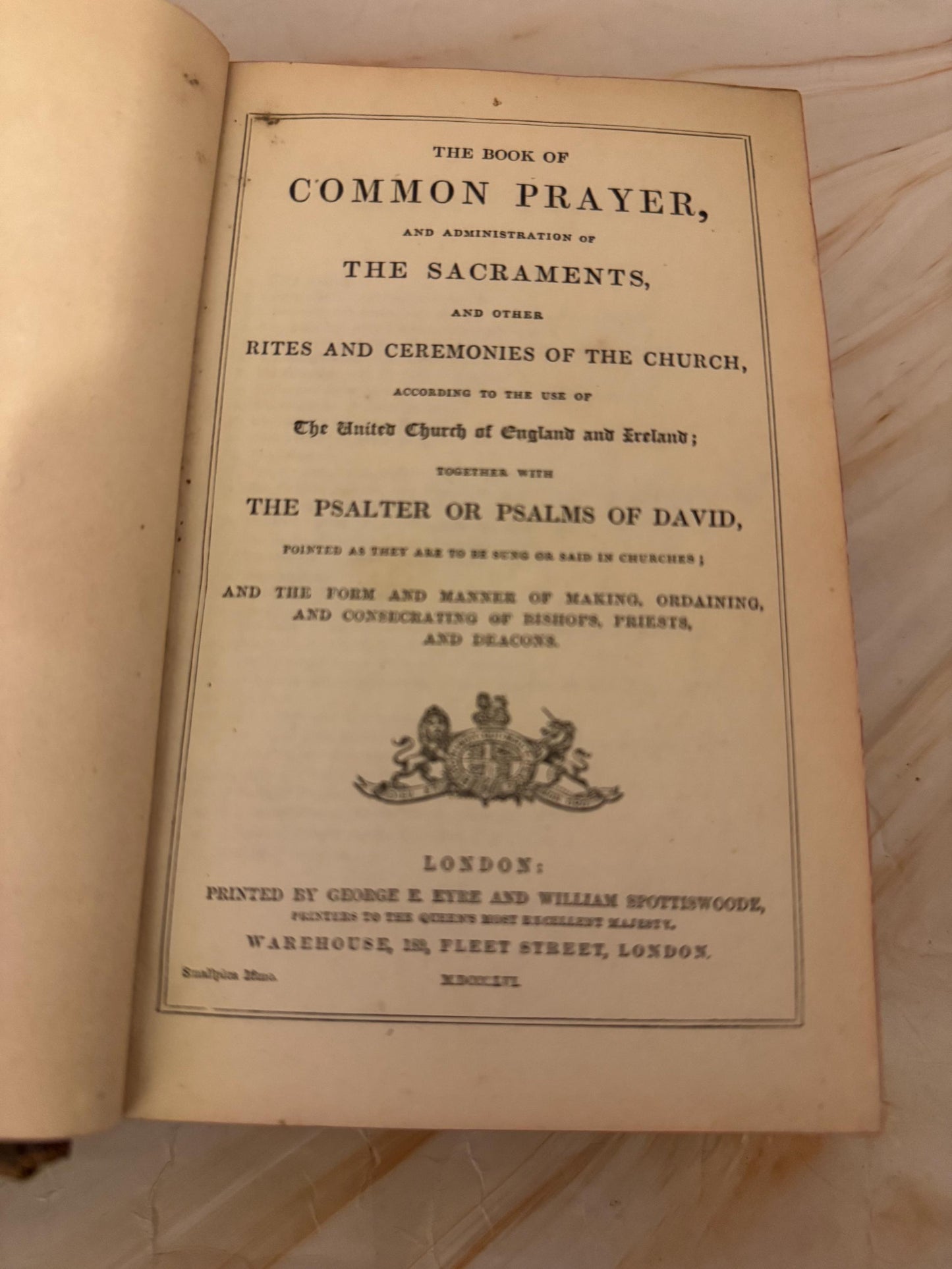 1841 Book of Common Prayer Antique Church Services - Ref X699