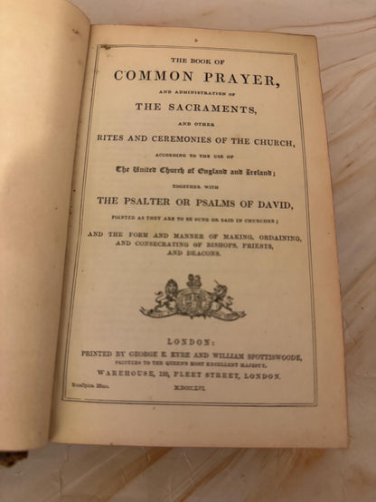 1841 Book of Common Prayer Antique Church Services - Ref X699
