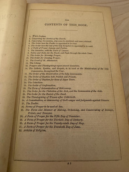 1841 Book of Common Prayer Antique Church Services - Ref X699