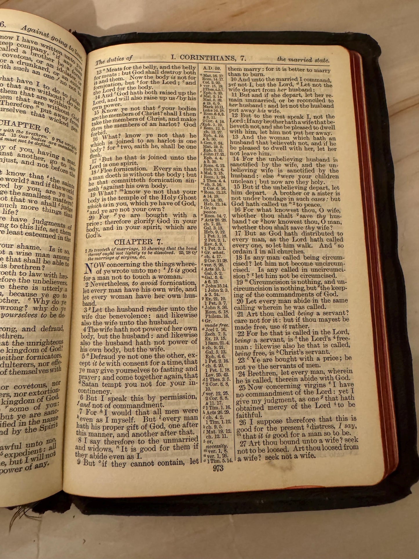 Antique Oxford Holy Bible Yapp Cover Leather Bound King James Bible With Red Page Edges - Ref X698