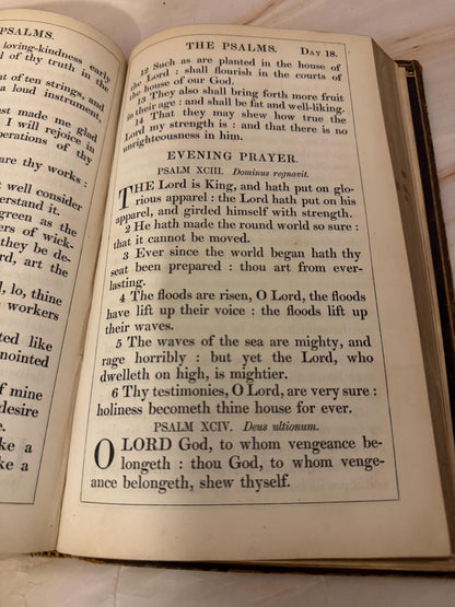 1852 Antique Book of Common Prayer Leather Bound Church of England Prayer Book - Ref X694
