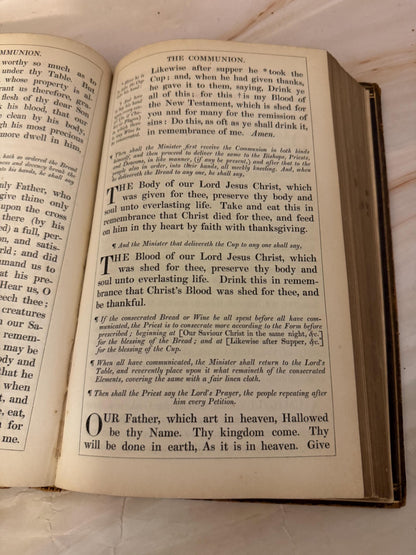 1852 Antique Book of Common Prayer Leather Bound Church of England Prayer Book - Ref X694