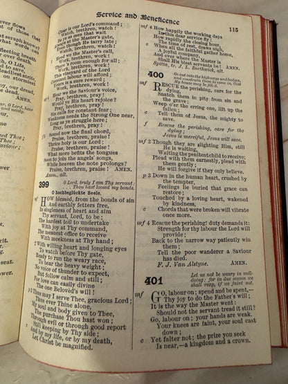 1909 Church Praise Hymn Book Antique Presbyterian Sunday School Hymnal Red Page Edges - Ref x693