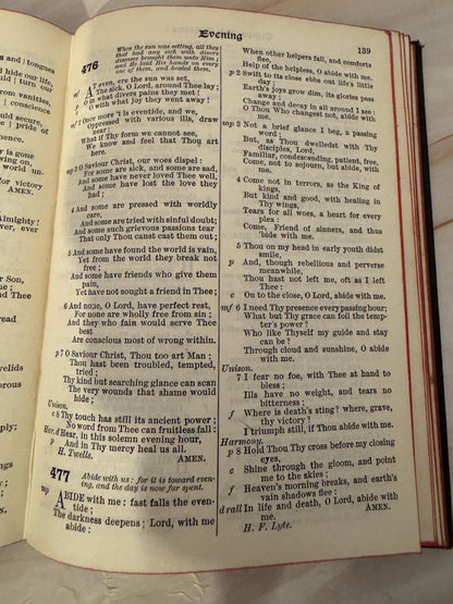 1909 Church Praise Hymn Book Antique Presbyterian Sunday School Hymnal Red Page Edges - Ref x693