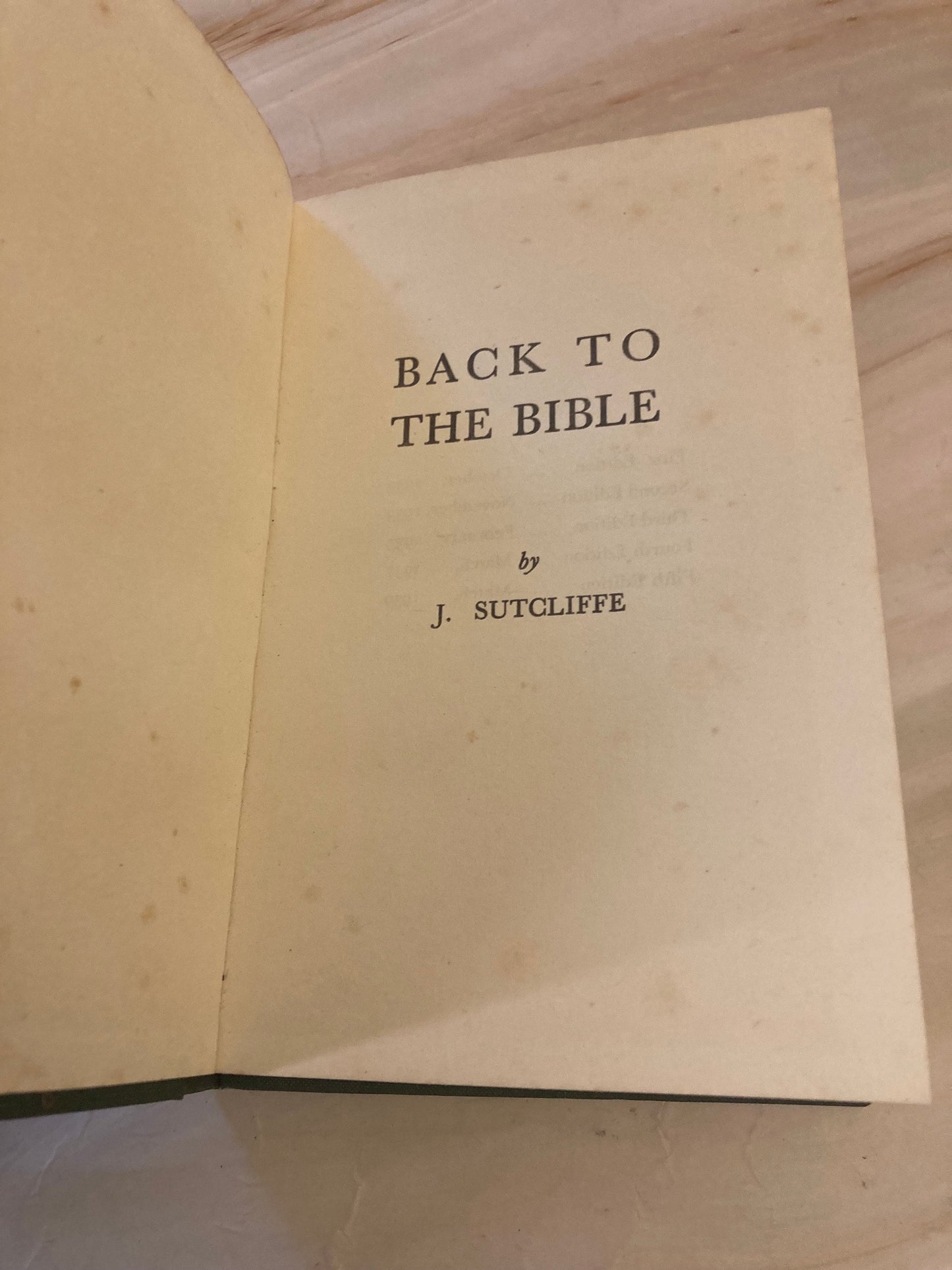 1939 Back to the Bible –  Vintage Christian Book - Ref x312