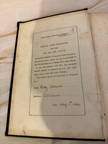 1924 Holy Bible Antique King James Bible Philip Lord Wharton Presentation Edition - Ref X690