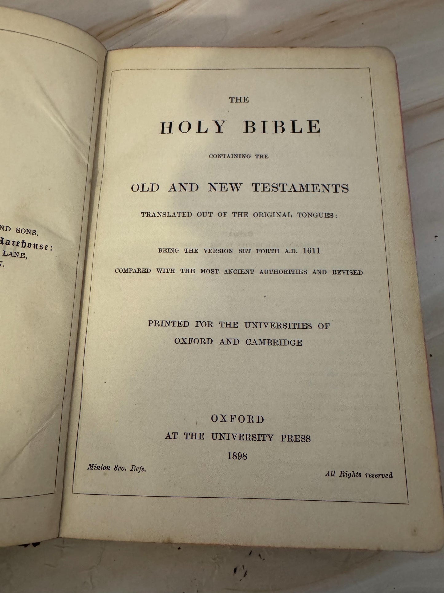 1898 Oxford Holy Bible Antique KJV Bible With Handwritten Marginal Notes - Ref X688