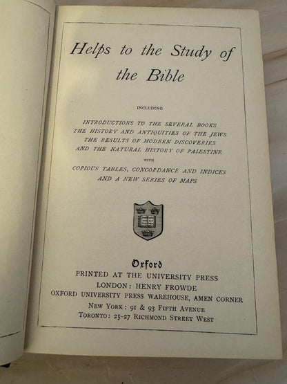1908 Oxford Helps To The Study Of The Bible Antique Religious Reference Book Gold Gilt Pages - Ref X685