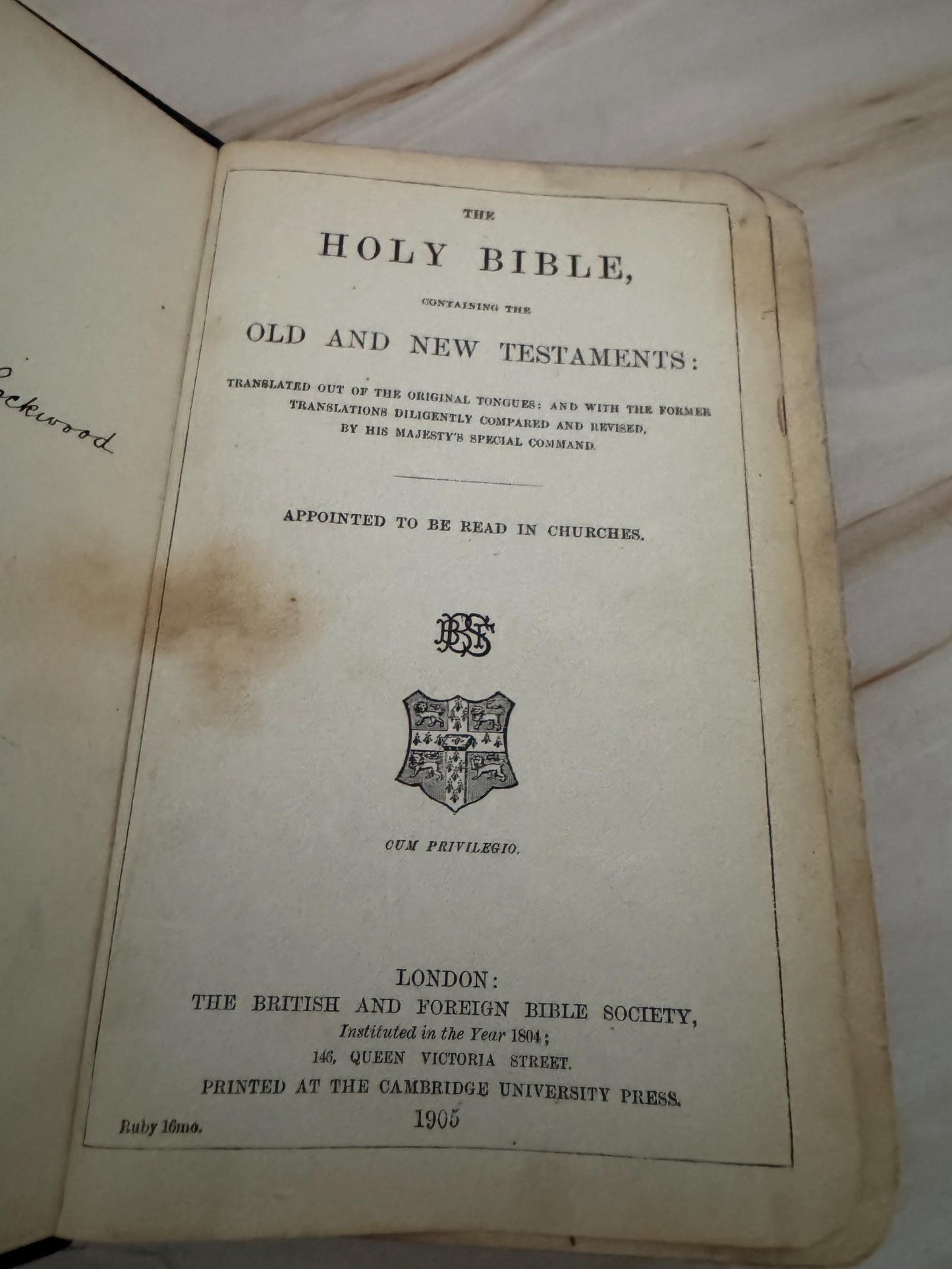 1905 Holy Bible British and Foreign Bible Society Antique King James Bible Black Leather KJV - Ref x678