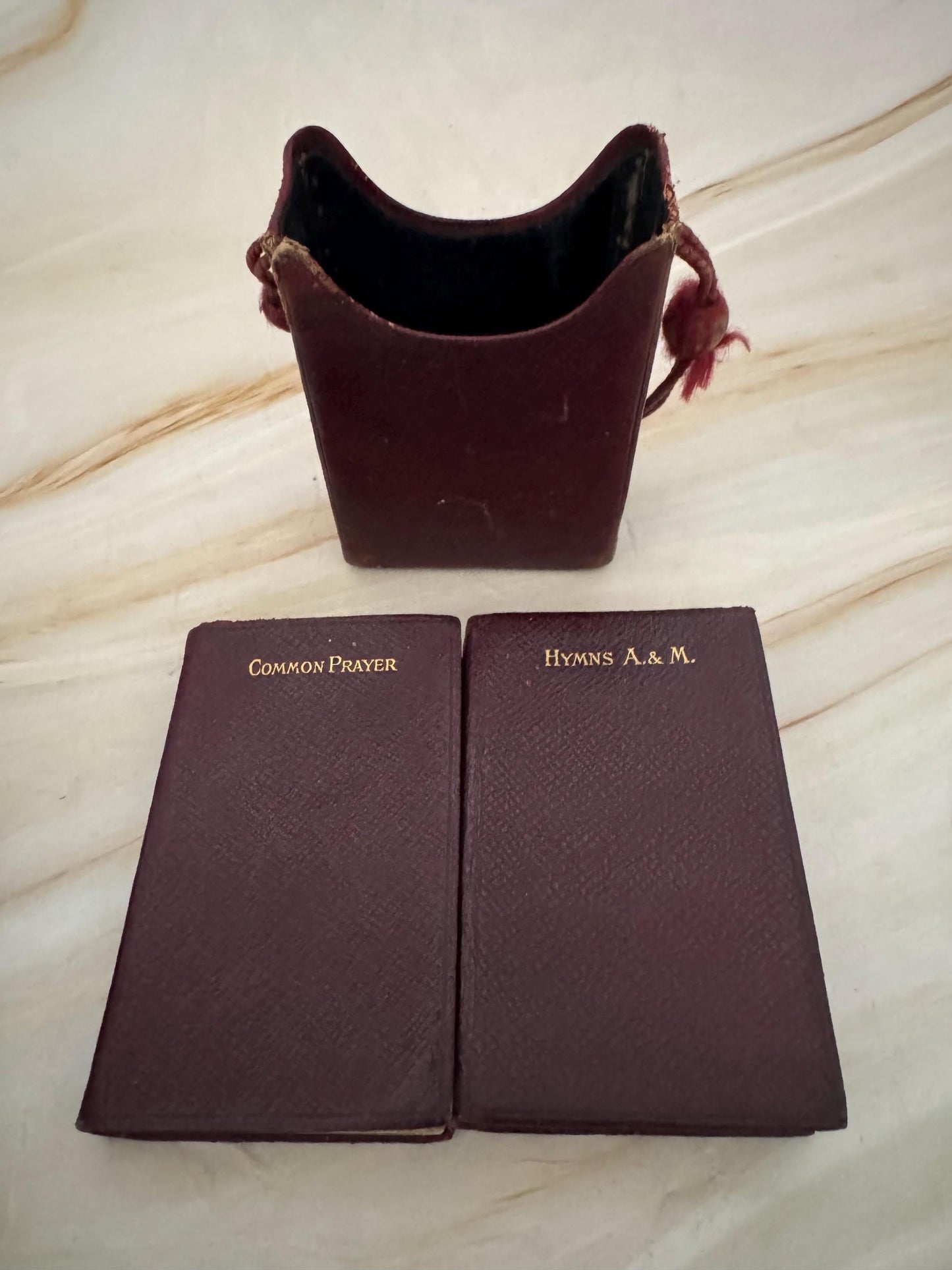 1909 Vintage Common Prayer and Hymn Books Antique Leather Box Set Mini Prayer Books With Case - Ref X675