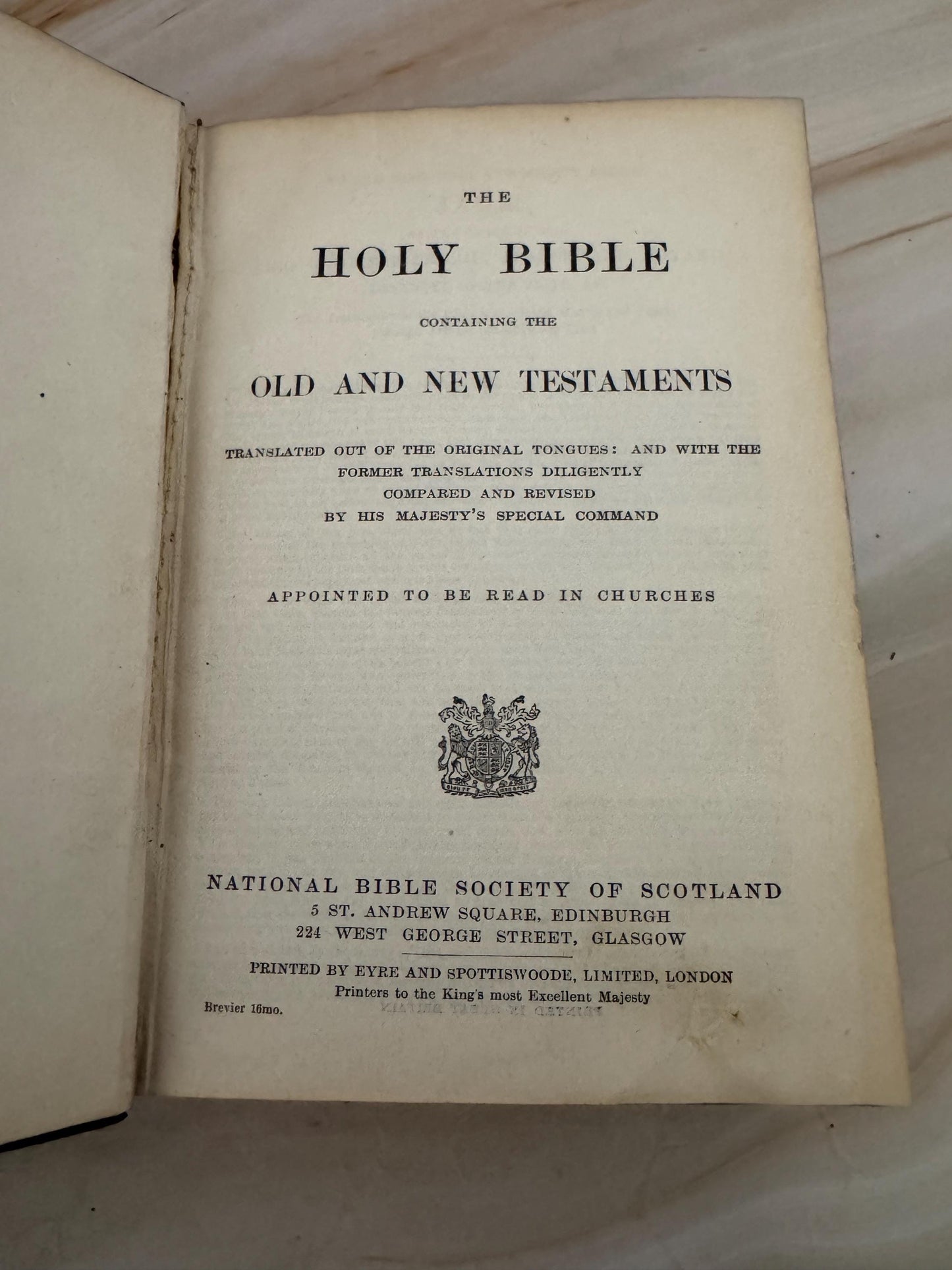 1920s Holy Bible King James Version Scottish Christian Union Antique Bible Black Hardcover KJV Bible - Ref X672