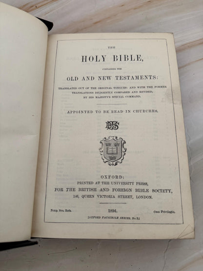 1894 Oxford Holy Bible Antique Yapp Cover KJV Bible - Ref X672