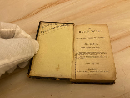 1800s Antique Mini Hymn Book – Leather Pocket Christian Hymnal - Ref x305
