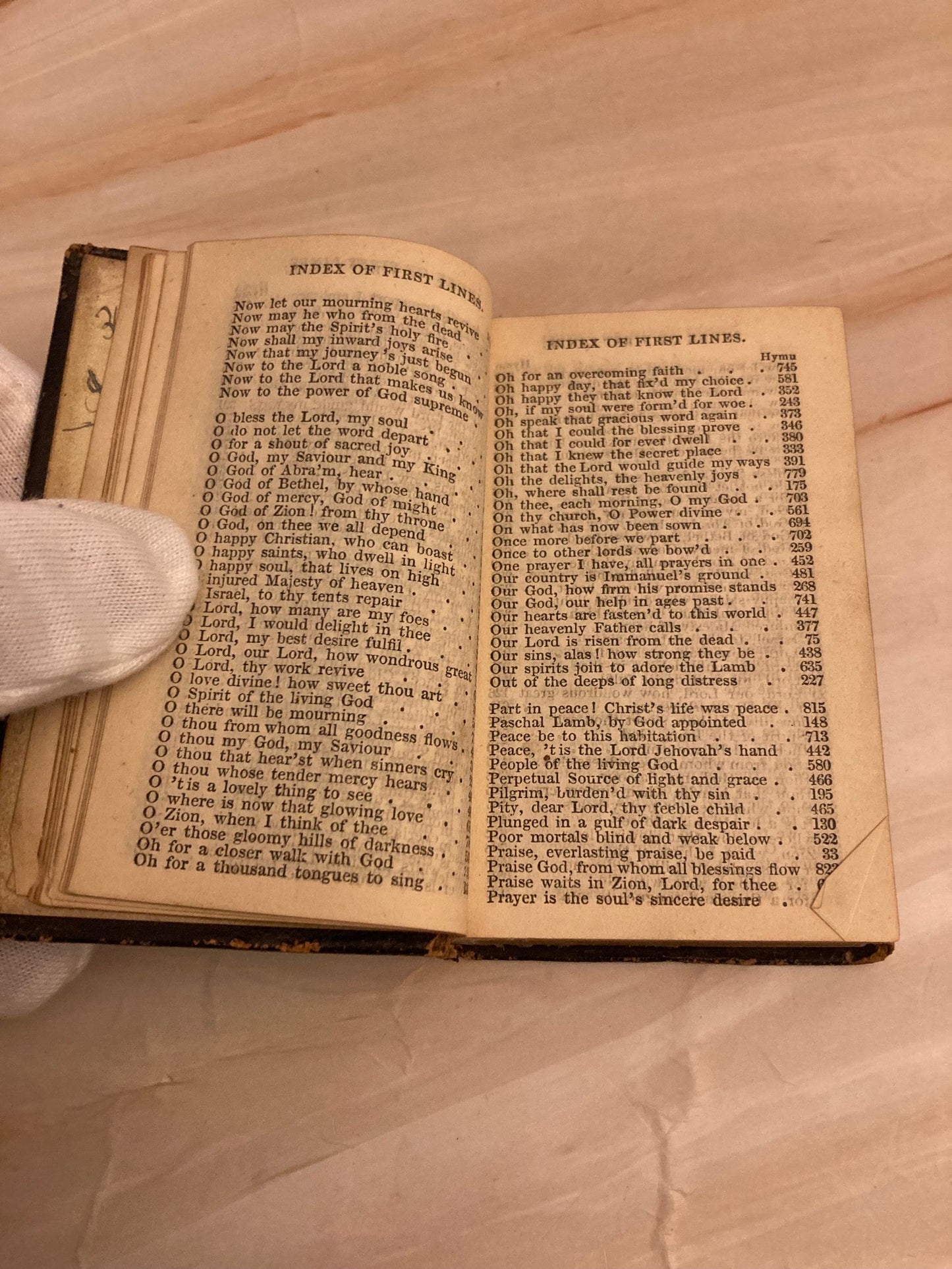 1800s Antique Mini Hymn Book – Leather Pocket Christian Hymnal - Ref x305