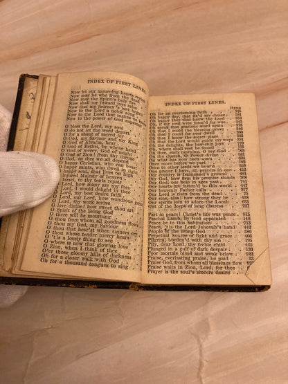 1800s Antique Mini Hymn Book – Leather Pocket Christian Hymnal - Ref x305