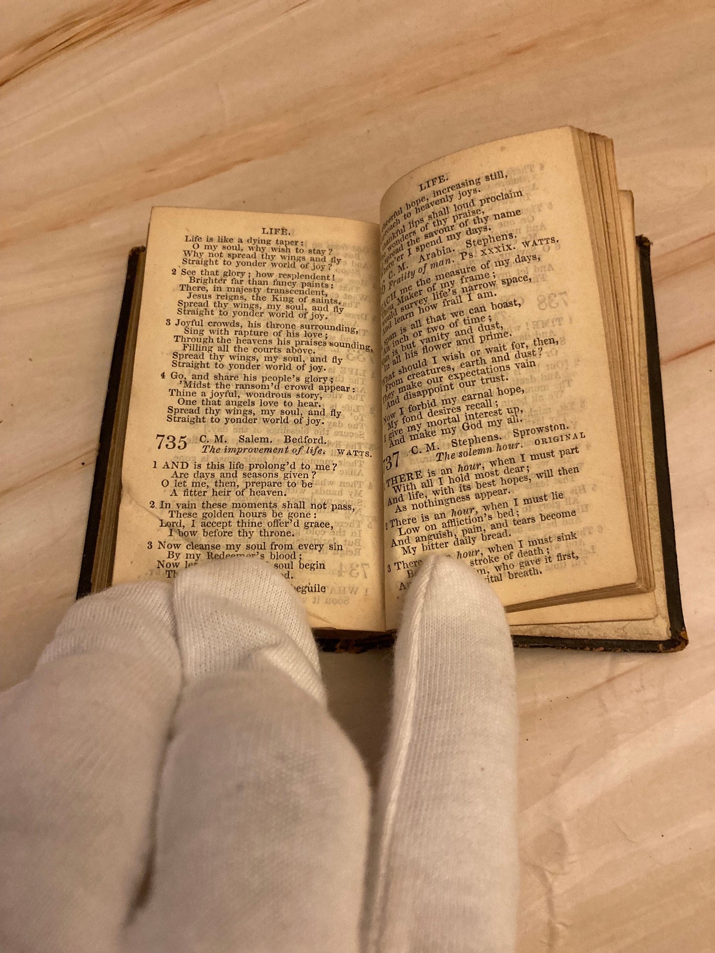 1800s Antique Mini Hymn Book – Leather Pocket Christian Hymnal - Ref x305